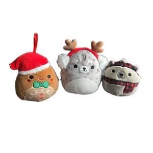 Squishmallows Mini Plush Lot Of 3 Holiday Brooke Clip Odile Jordan Gingerbread